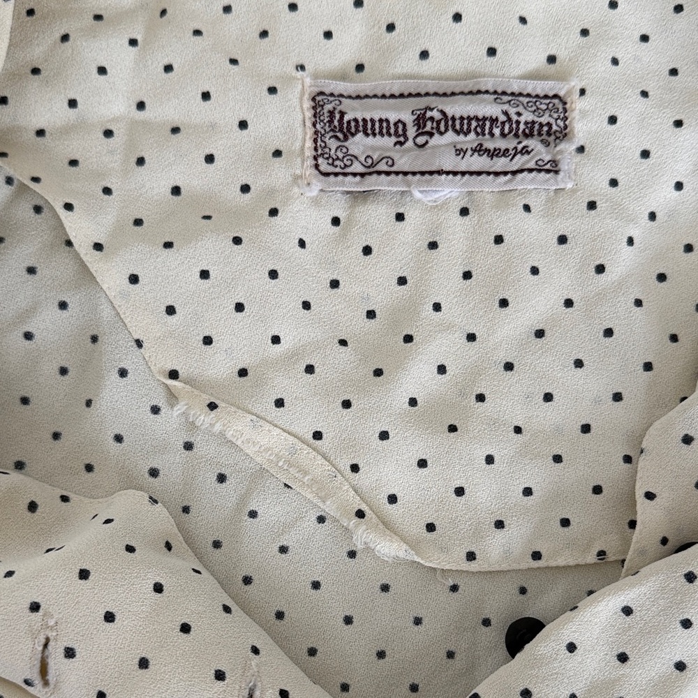 Vintage Young Edwardian by Arpeja Babydoll Mini Dress Polka Dot Flare Sleeves - Picture 14 of 14